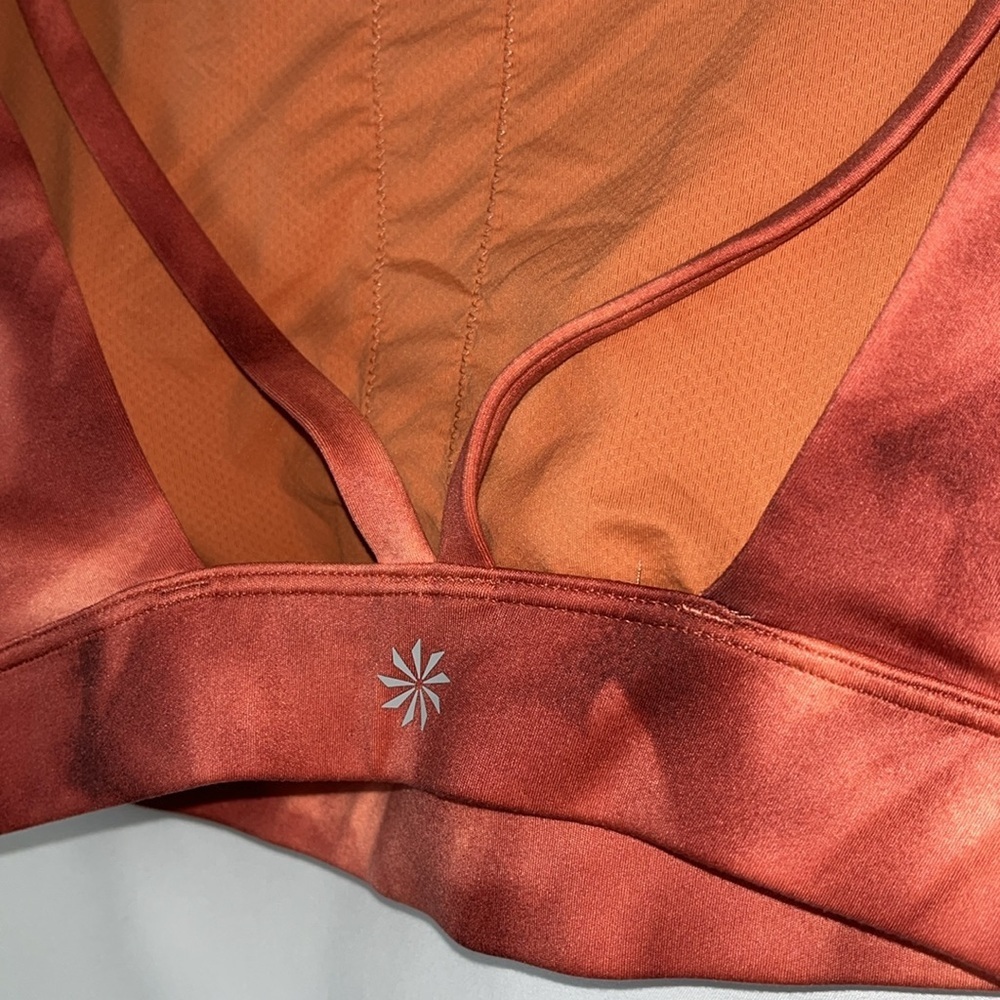 Athleta Women's Exhale Powervita Sports Bra  Sz 2X Tye Dye Coral Color - Picture 7 of 11